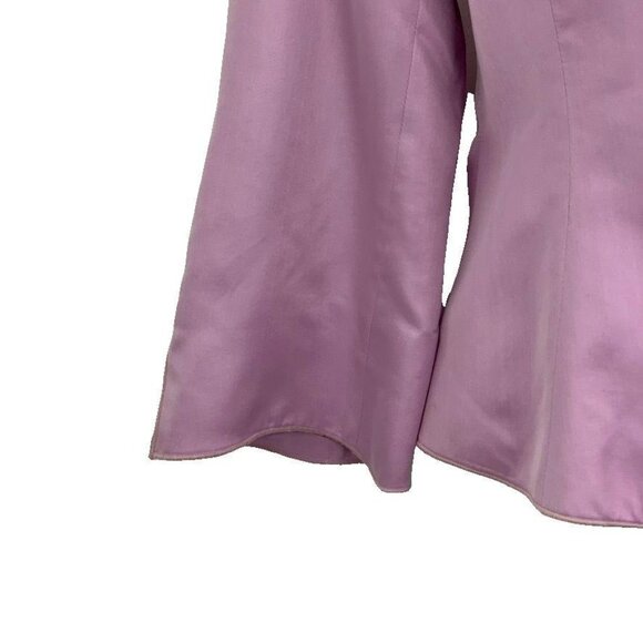 Elegant Giorgio Armani Women's Silk Blazer With 3/4 Sleeves & Illusion Back - Picture 3 of 8